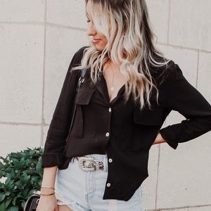 Black button down top
